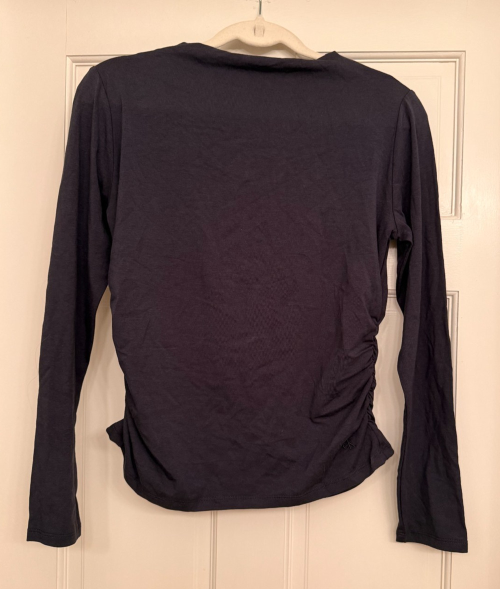 Calvin Klein Women's Slim Long Sleeve Mock Neck Top Dark gray Size M 0652